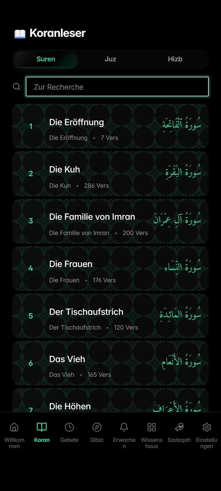 Koran-Reader mit Audio-Rezitation